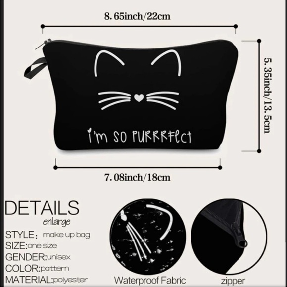 I’m So Perfect Kitty Cat Cosmetic Bag - Picture 4 of 7